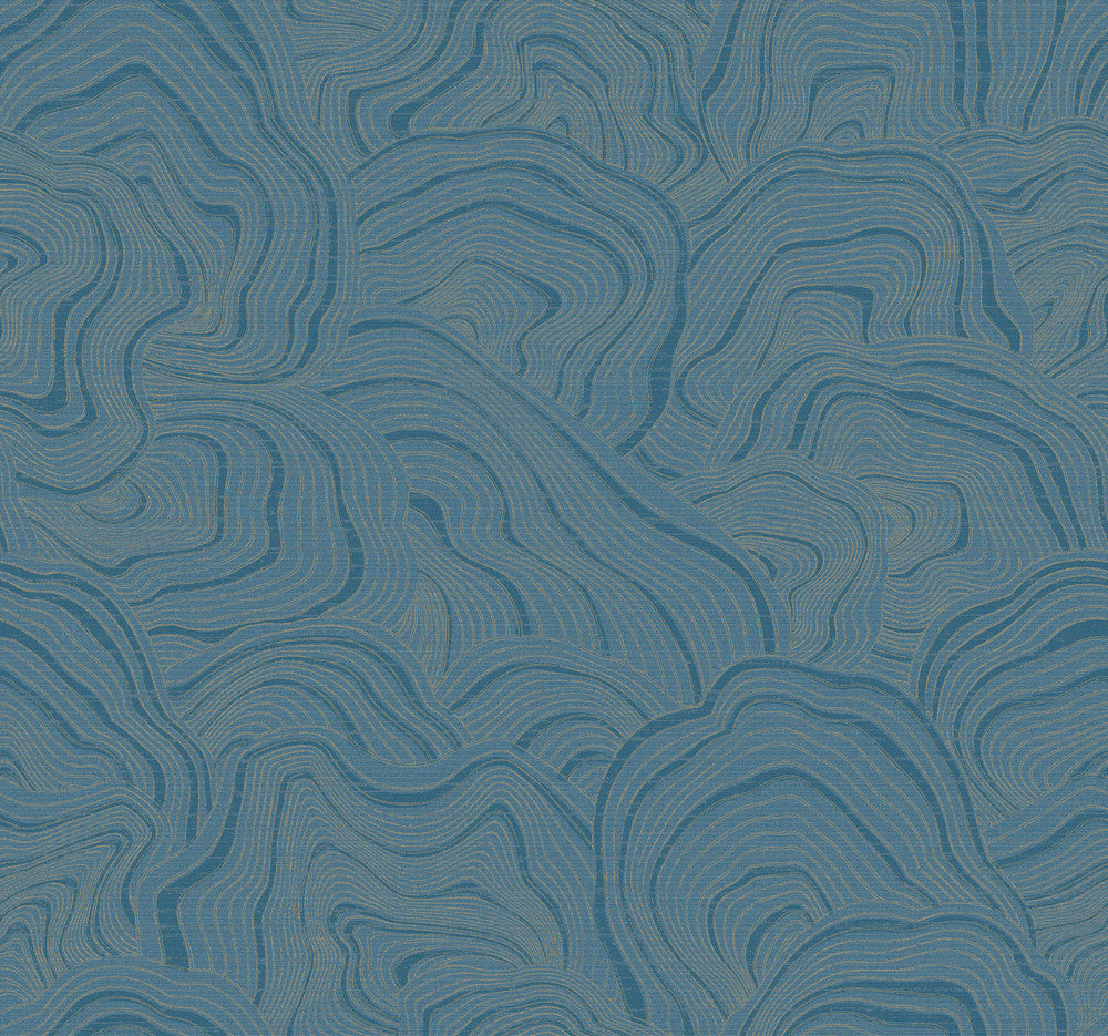 Geodes Blue Wallpaper by Ronald Redding 24 Karat Covers about 60.8 square feet 27-in by 27-ft long roll Unpasted 25.25 - Fabric Carolina -