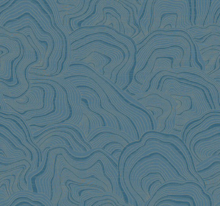 Geodes Blue Wallpaper by Ronald Redding 24 Karat Covers about 60.8 square feet 27-in by 27-ft long roll Unpasted 25.25 - Fabric Carolina -
