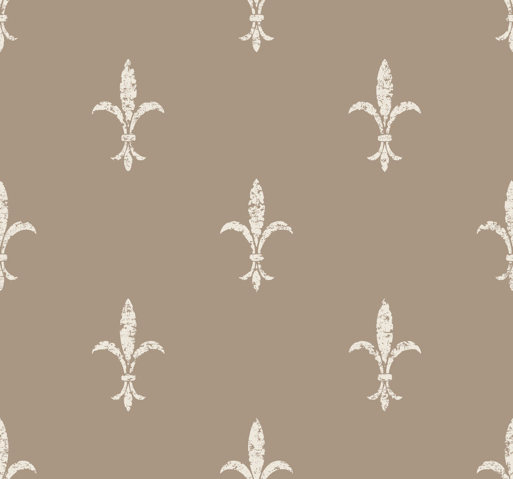 Fleur De Lis Cream Wallpaper by Ronald Redding 24 Karat Covers about 60.8 square feet 27-in by 27-ft long roll Unpasted 25.25 - Fabric Carolina -
