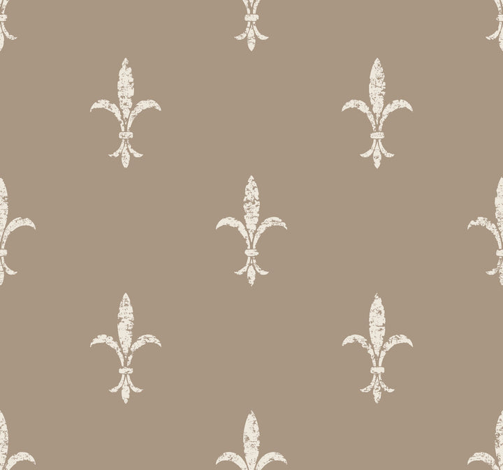 Fleur De Lis Cream Wallpaper by Ronald Redding 24 Karat Covers about 60.8 square feet 27-in by 27-ft long roll Unpasted 25.25 - Fabric Carolina -