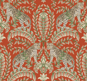 Jungle Leopard Orange Wallpaper by Ronald Redding