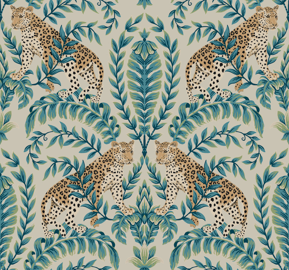 Jungle Leopard Taupe Wallpaper by Ronald Redding 24 Karat Covers about 60.8 square feet 27-in by 27-ft long roll Unpasted 25.25 - Fabric Carolina -