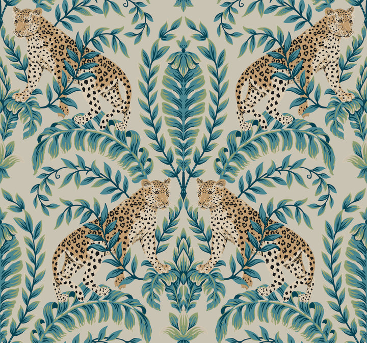 Jungle Leopard Taupe Wallpaper by Ronald Redding 24 Karat Covers about 60.8 square feet 27-in by 27-ft long roll Unpasted 25.25 - Fabric Carolina -