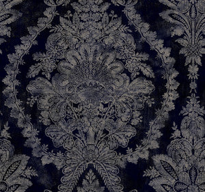 Charleston Damask Navy Wallpaper by Ronald Redding