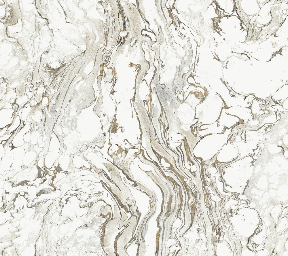 Polished Marble Black & White Wallpaper by Ronald Redding 24 Karat Covers about 60.8 square feet 27-in by 27-ft long roll Unpasted 24 - Fabric Carolina -
