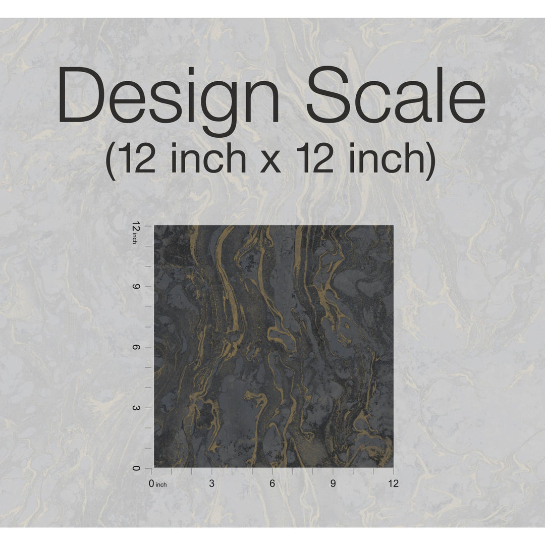 Polished Marble Black Wallpaper by Ronald Redding Designer