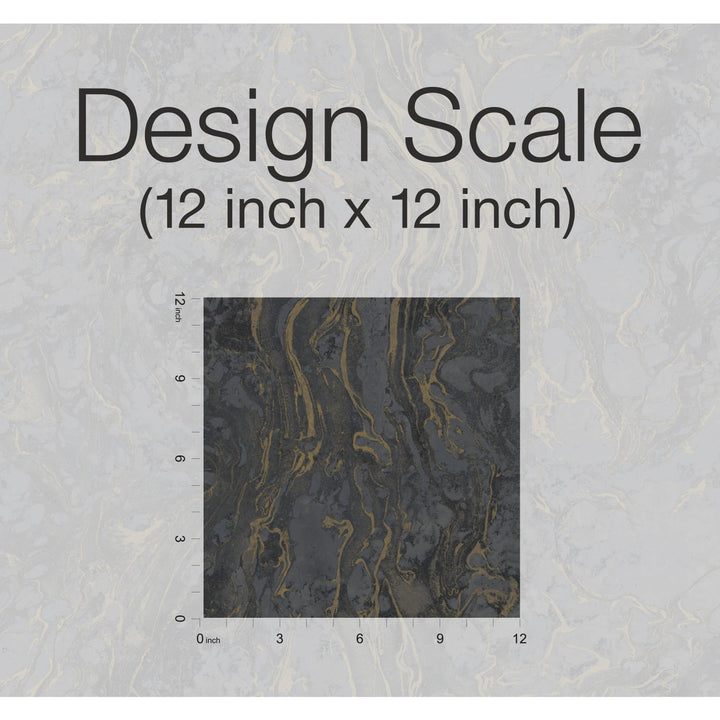Polished Marble Black Wallpaper by Ronald Redding Designer