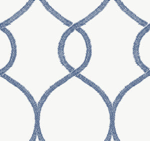 Laurel Leaf Ogee Navy Wallpaper by Ronald Redding