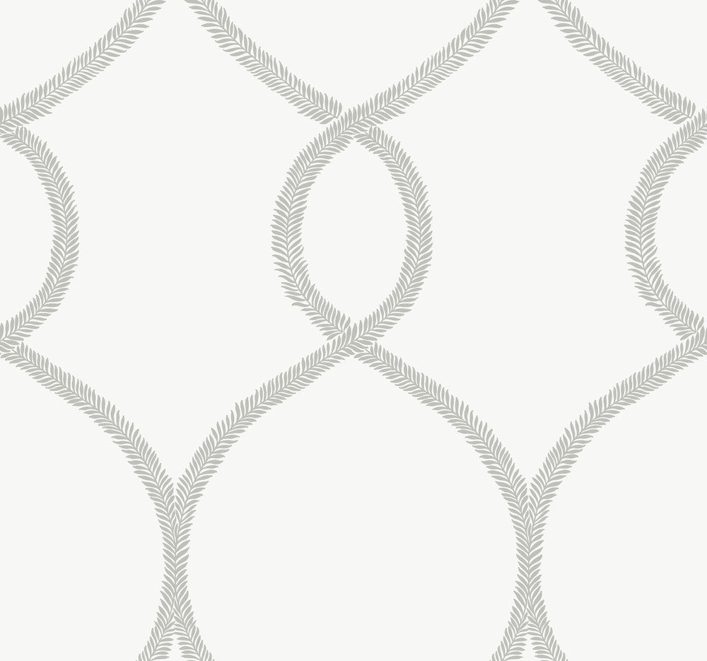 Laurel Leaf Ogee Grey Wallpaper by Ronald Redding 24 Karat Covers about 60.8 square feet 27-in by 27-ft long roll Unpasted 25.25 - Fabric Carolina -