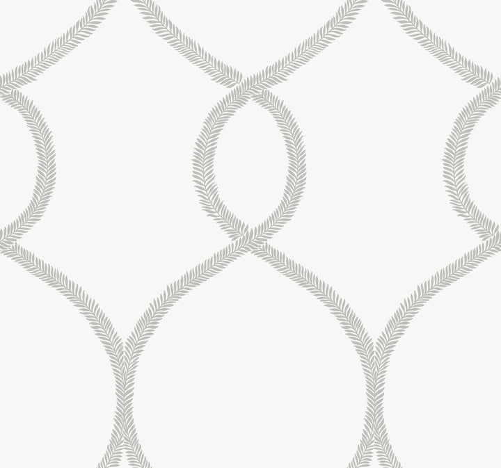 Laurel Leaf Ogee Grey Wallpaper by Ronald Redding 24 Karat Covers about 60.8 square feet 27-in by 27-ft long roll Unpasted 25.25 - Fabric Carolina -