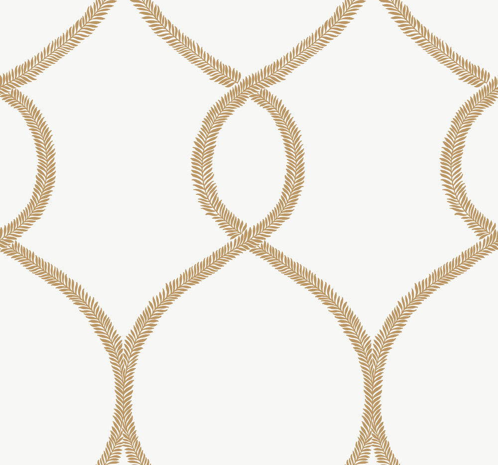 Laurel Leaf Ogee Gold Wallpaper by Ronald Redding 24 Karat Covers about 60.8 square feet 27-in by 27-ft long roll Unpasted 25.25 - Fabric Carolina -