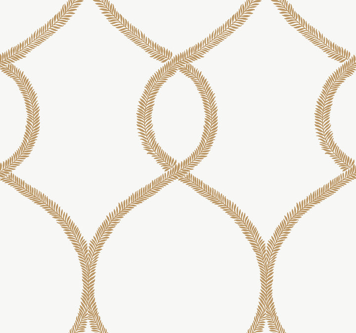 Laurel Leaf Ogee Gold Wallpaper by Ronald Redding 24 Karat Covers about 60.8 square feet 27-in by 27-ft long roll Unpasted 25.25 - Fabric Carolina -