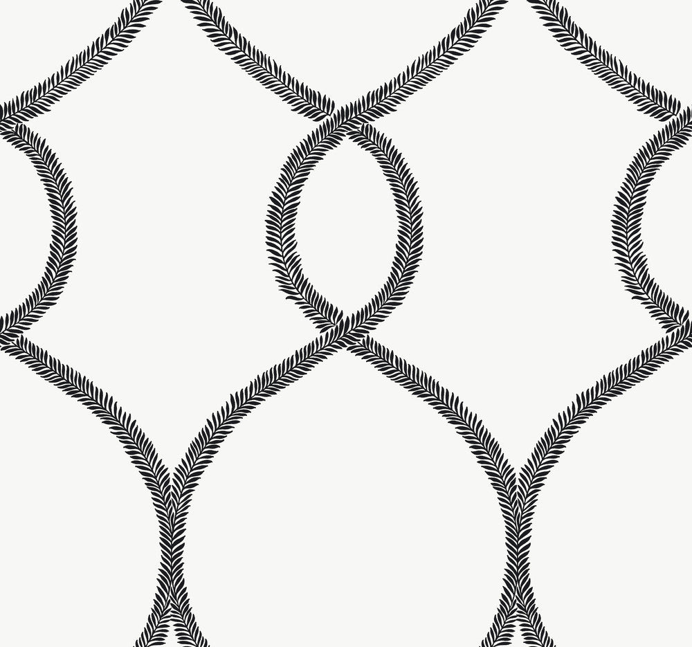 Laurel Leaf Ogee Black Wallpaper by Ronald Redding 24 Karat Covers about 60.8 square feet 27-in by 27-ft long roll Unpasted 25.25 - Fabric Carolina -