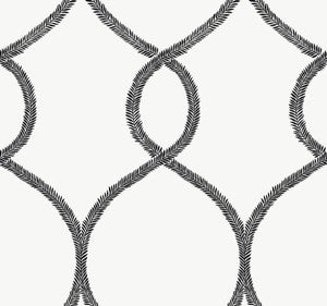 Laurel Leaf Ogee Black Wallpaper by Ronald Redding