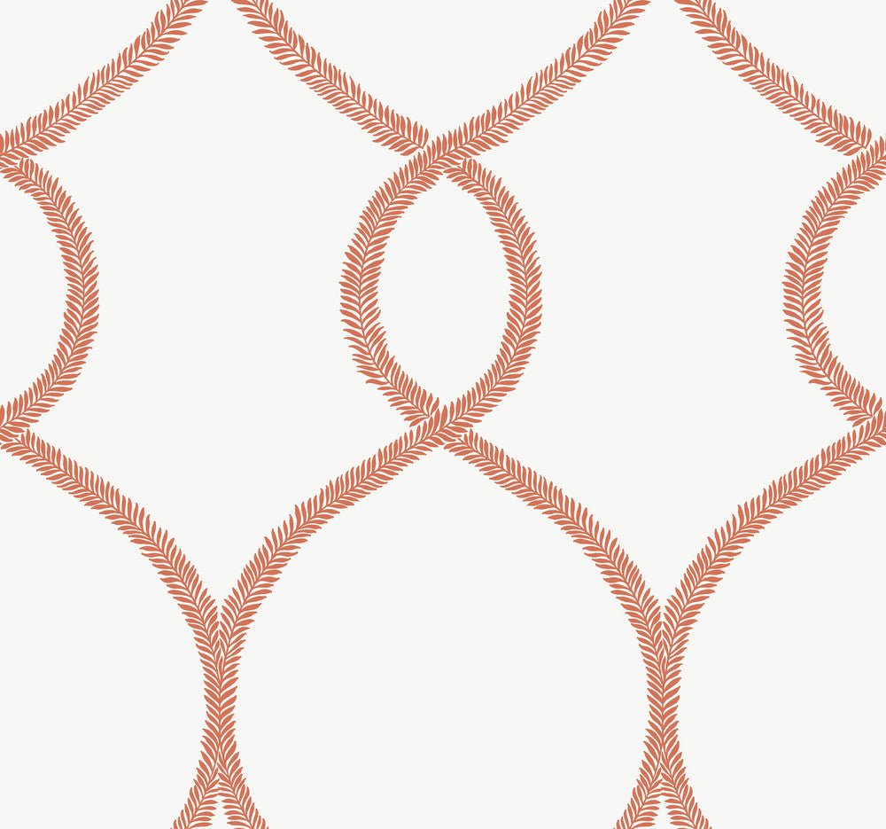 Laurel Leaf Ogee Orange Wallpaper by Ronald Redding 24 Karat Covers about 60.8 square feet 27-in by 27-ft long roll Unpasted 25.25 - Fabric Carolina -