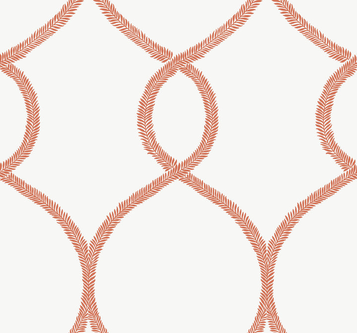 Laurel Leaf Ogee Orange Wallpaper by Ronald Redding 24 Karat Covers about 60.8 square feet 27-in by 27-ft long roll Unpasted 25.25 - Fabric Carolina -