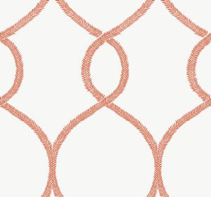 Laurel Leaf Ogee Orange Wallpaper by Ronald Redding