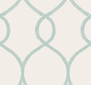 Laurel Leaf Ogee Teal Wallpaper by Ronald Redding