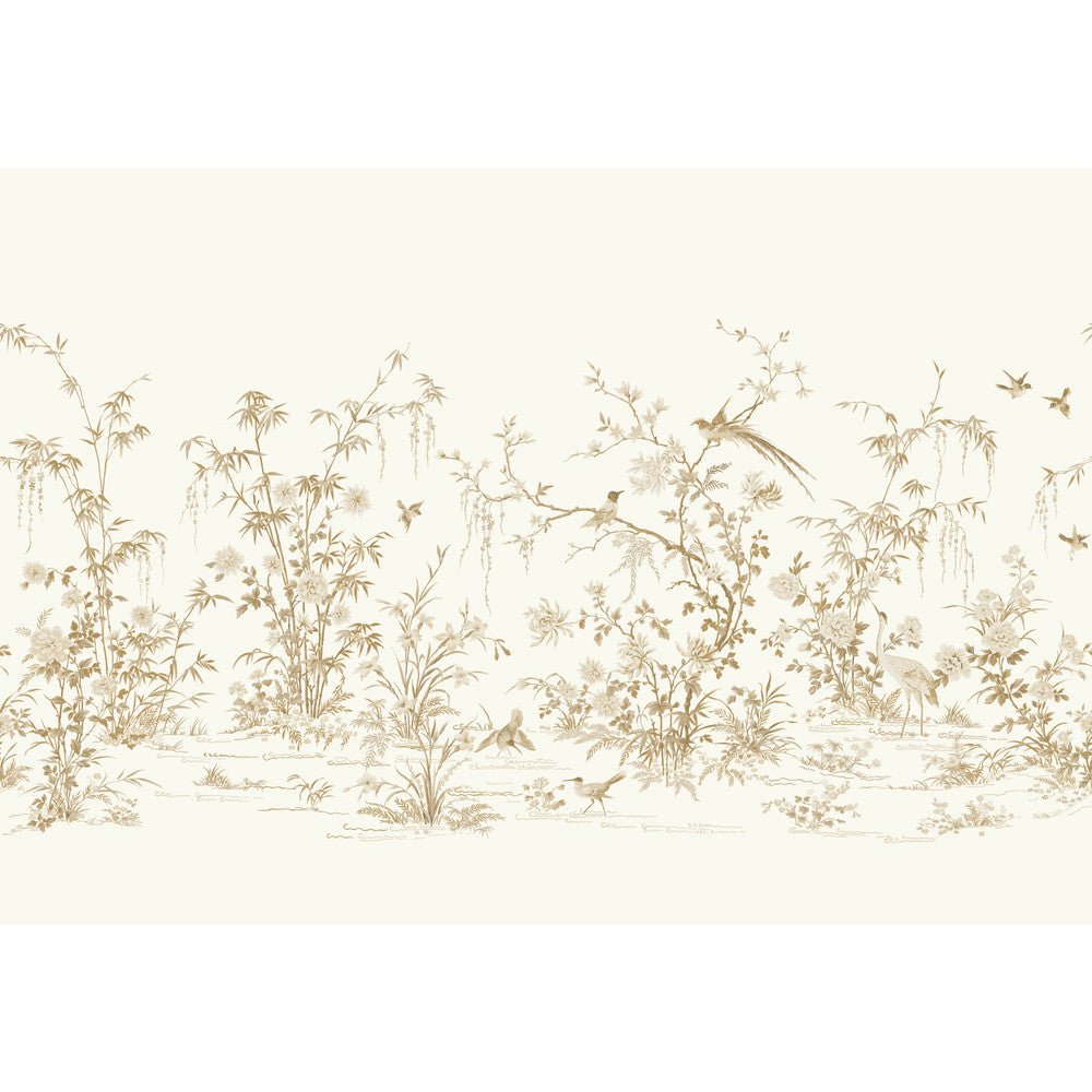 Flowering Vine Chino White Wall Mural by Ronald Redding 24 Karat Covers 7 panels - measures 14-ft 7-in wide by 10-ft 2-in when assembled 25.25-in by 10.2-ft long roll Unpasted 0 - Fabric Carolina -