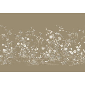 Flowering Vine Chino Brown Wall Mural by Ronald Redding