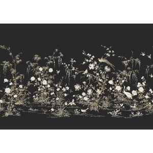 Flowering Vine Chino Black Wall Mural by Ronald Redding