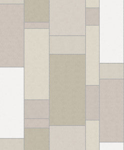 De Stijl Geometric Soft Sage & Metallic Silver by Seabrook Wallpaper