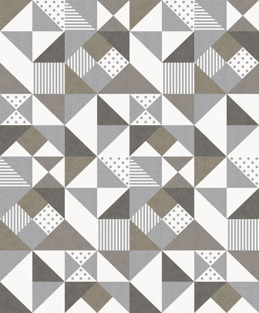 Lozenge Geometric Silver & Antique Bronze by Seabrook Wallpaper Mondrian Netherlands 56.5 25.2" 20.5" - Fabric Carolina -