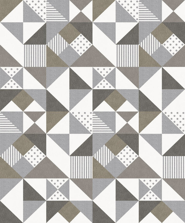 Lozenge Geometric Silver & Antique Bronze by Seabrook Wallpaper Mondrian Netherlands 56.5 25.2" 20.5" - Fabric Carolina -