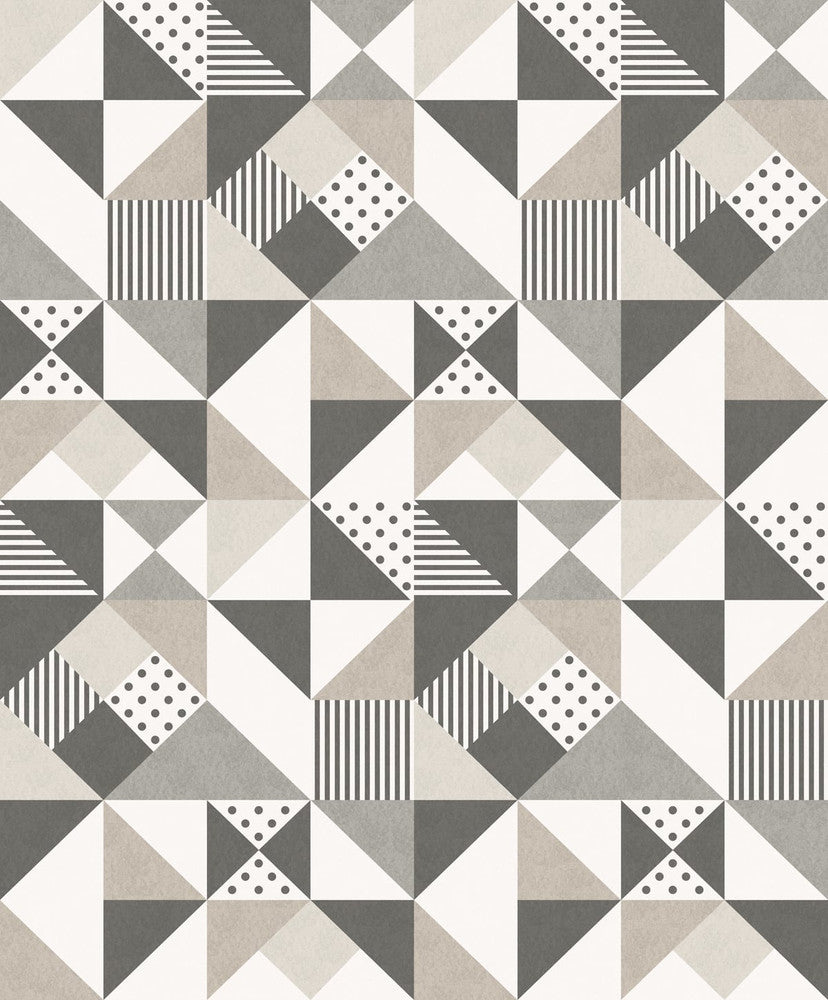 Lozenge Geometric Hammered Steel & Pavestone by Seabrook Wallpaper Mondrian Netherlands 56.5 25.2" 20.5" - Fabric Carolina -