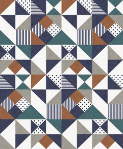 Lozenge Geometric Indigo & Burnt Orange by Seabrook Wallpaper