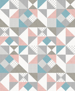 Lozenge Geometric Metallic Silver & Perry Teal by Seabrook Wallpaper