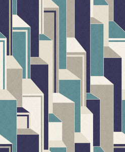 Deco Geometric Perry Teal & Indigo by Seabrook Wallpaper