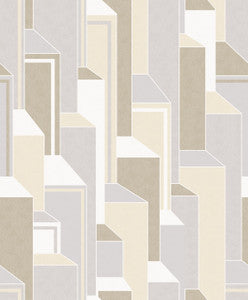 Deco Geometric French Vanilla & Pavestone by Seabrook Wallpaper