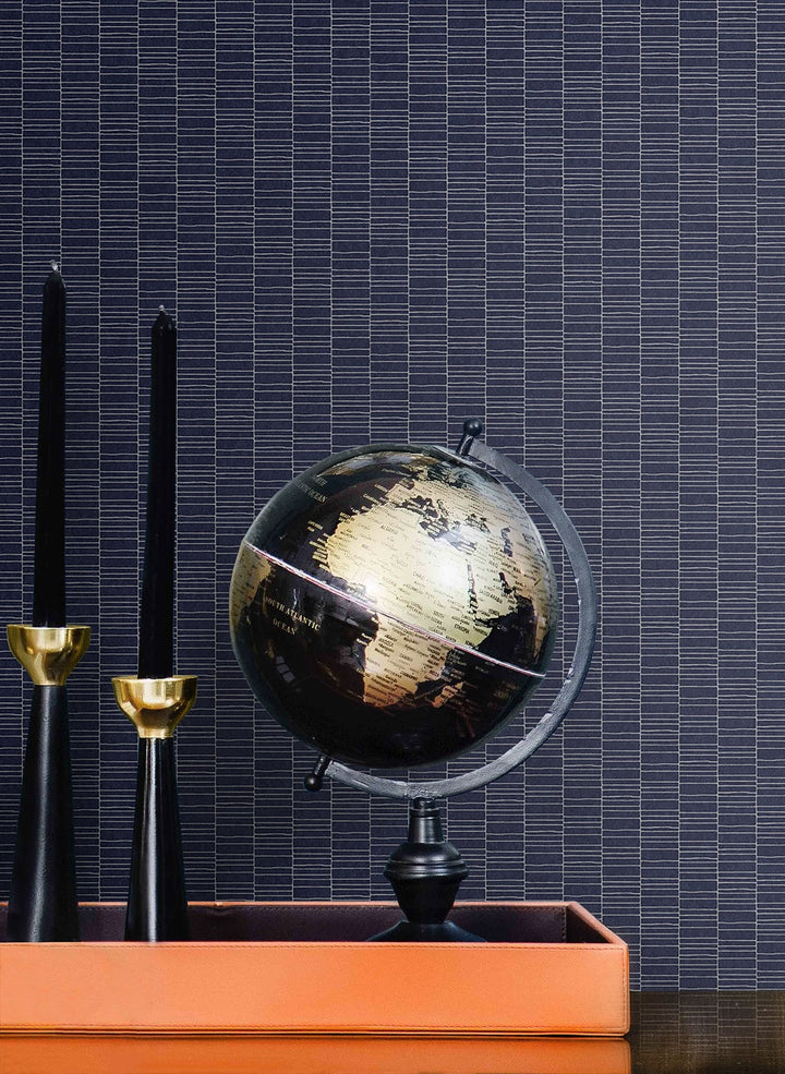Deco Spliced Stripe Denim Blue KTM1417 by Seabrook Designs Designer Wallpaper