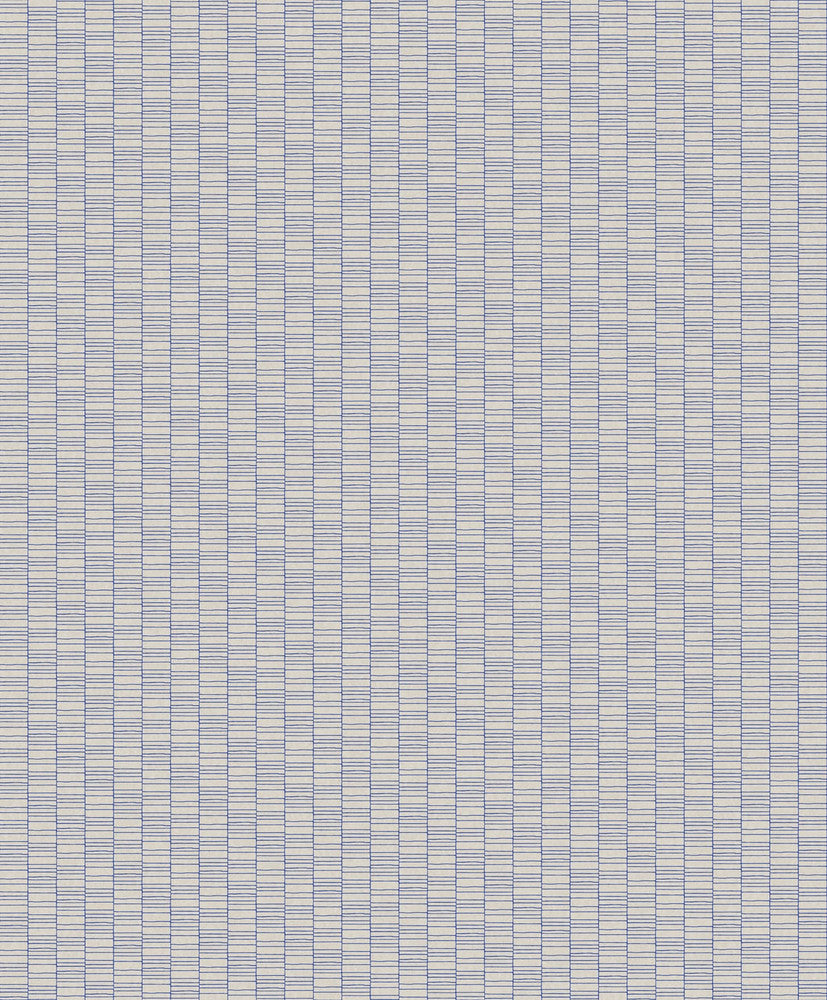 Deco Spliced Stripe Ivory & Cobalt by Seabrook Wallpaper Mondrian Netherlands 56.5 1.81" 20.5" - Fabric Carolina -