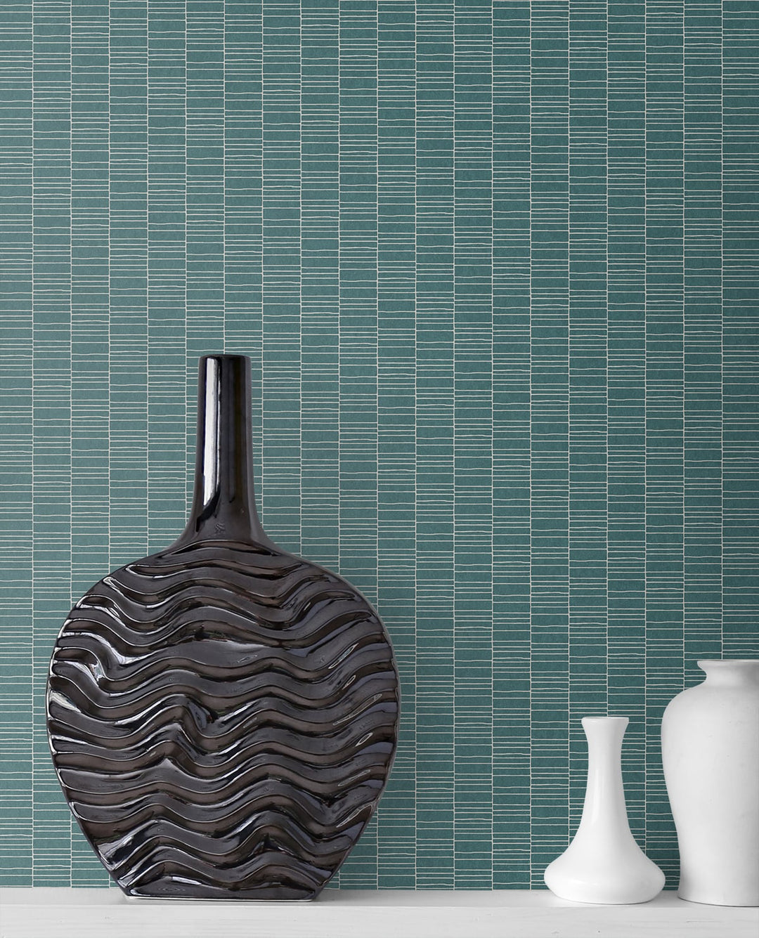 Deco Spliced Stripe Perry Teal KTM1427 by Seabrook Designs Designer Wallpaper
