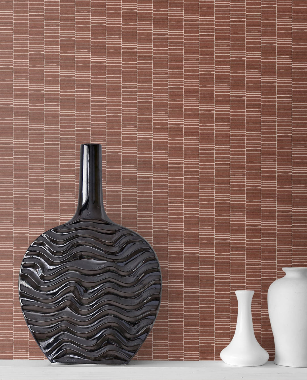 Deco Spliced Stripe Terra Cotta KTM1429 by Seabrook Designs Designer Wallpaper
