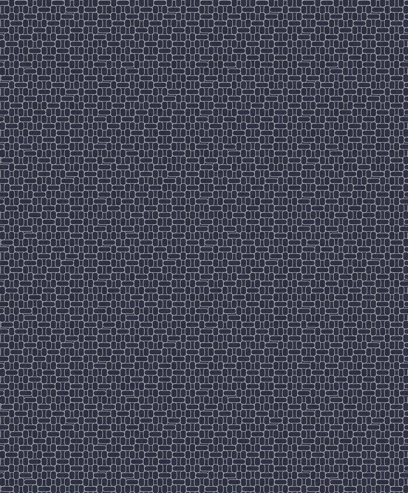 Capsule Geometric Denim Blue & Metallic Silver by Seabrook Wallpaper Mondrian Netherlands 56.5 3.15" 20.5" - Fabric Carolina -