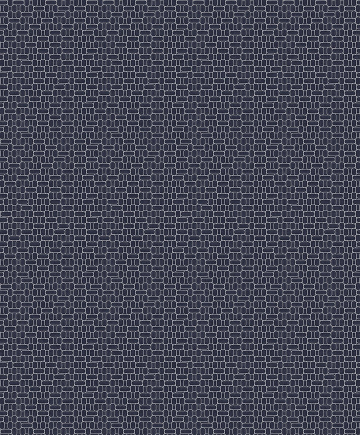 Capsule Geometric Denim Blue & Metallic Silver by Seabrook Wallpaper Mondrian Netherlands 56.5 3.15" 20.5" - Fabric Carolina -