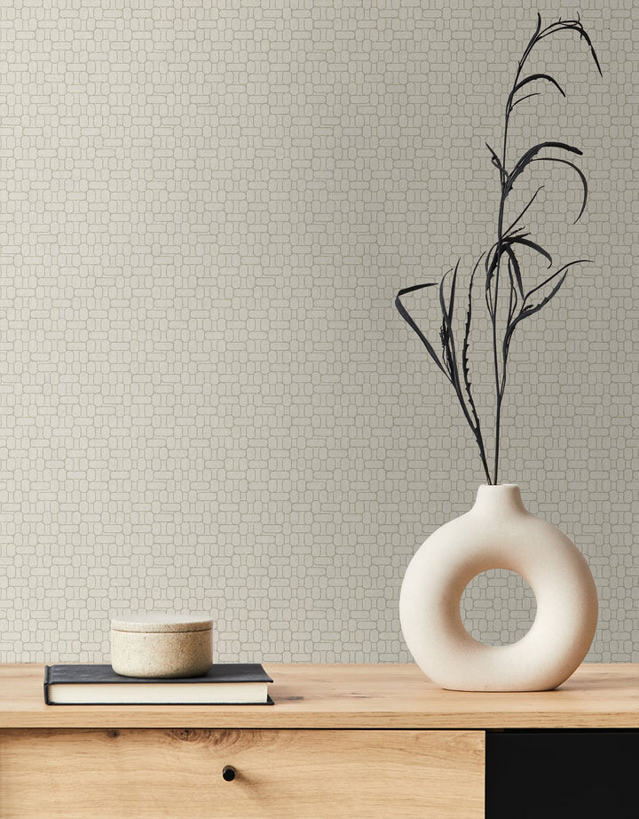 Capsule Geometric Ivory KTM1622 by Seabrook Designs Designer Wallpaper