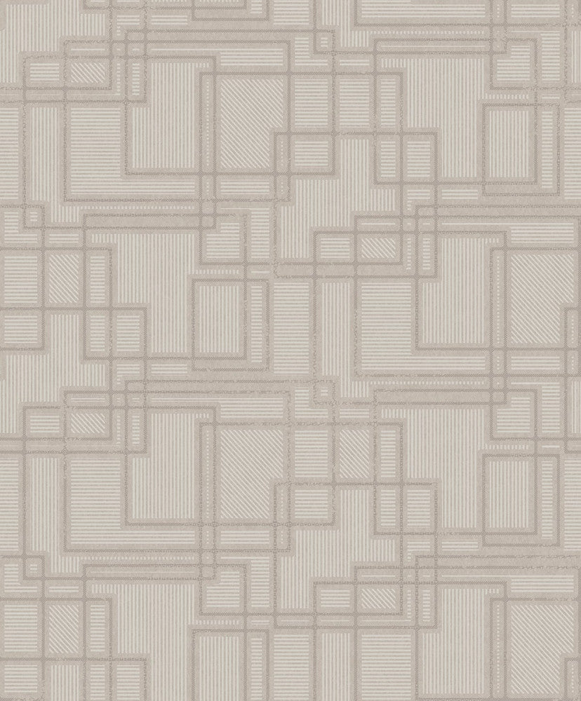 Bauhaus Cityscape Laurent Grey by Seabrook Wallpaper Mondrian Netherlands 56.5 12.6" 20.5" - Fabric Carolina -