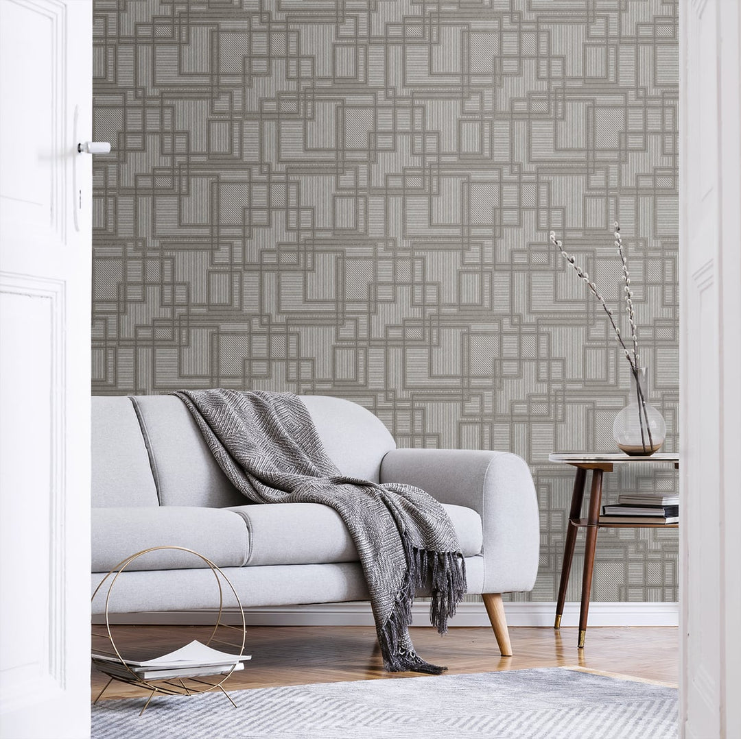 Bauhaus Cityscape Hammered Steel KTM1716 by Seabrook Designs Designer Wallpaper