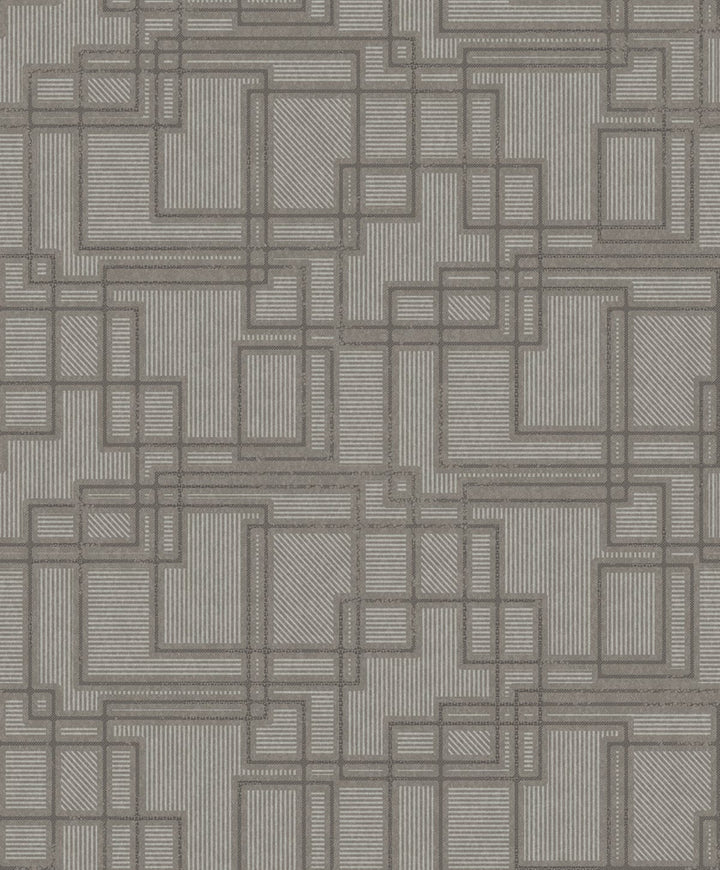 Bauhaus Cityscape Hammered Steel by Seabrook Wallpaper Mondrian Netherlands 56.5 12.6" 20.5" - Fabric Carolina -