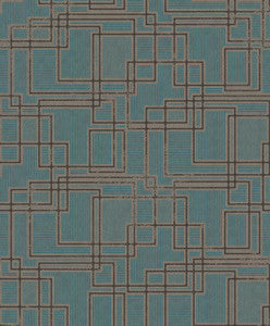Bauhaus Cityscape Perry Teal & Warm Stone by Seabrook Wallpaper