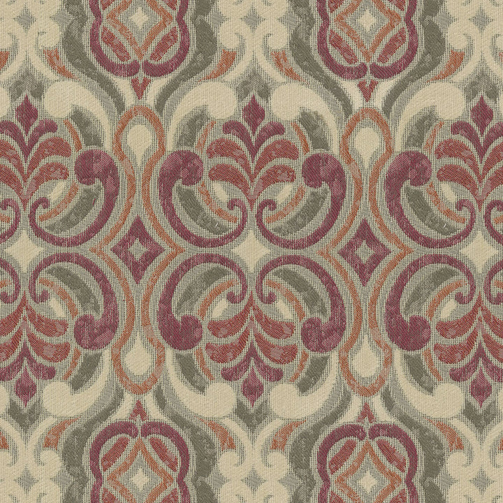 Ogee 14 Rouge by ABBEYSHEA Designer Fabric 100% Polyester China 80,000 Double Rubs (Wyzenbeek) </p><p>Repeat: Horizontal: 13.5" (34.2 cm) Up the Roll and Vertical: 6.75" (17.1 cm) Across the Roll 54" (137 cm) - Swanky Fabrics -