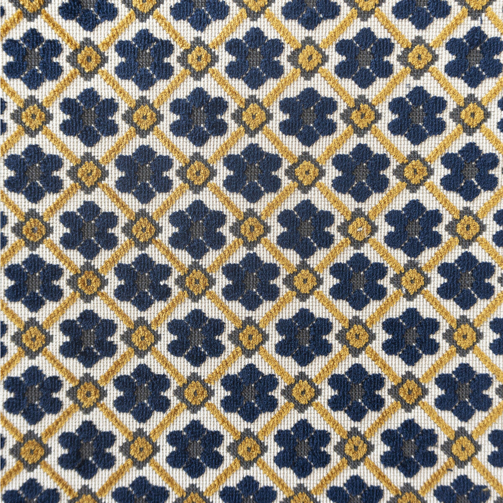 Fruela Navy/Ocre by Gaston Y Daniela Fabric LORENZO CASTILLO V VISCOSE - 76%;POLYESTER - 24% India HEAVY Horizontal: 6.8 and Vertical: 2.32 55.11 - Fabric Carolina -
