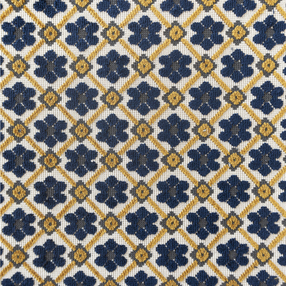 Fruela Navy/Ocre by Gaston Y Daniela Designer Fabric LORENZO CASTILLO V VISCOSE - 76%;POLYESTER - 24% India HEAVY Horizontal: 6.8 and Vertical: 2.32 55.11 - Swanky Fabrics -