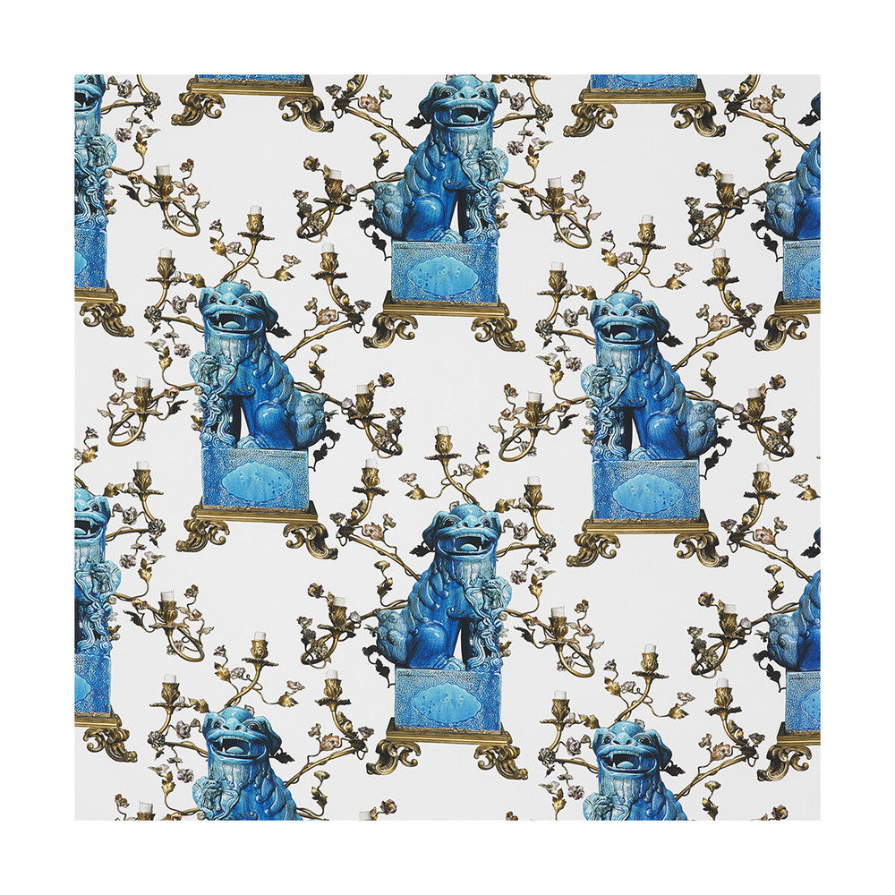 Chien Blanco/Azul by Gaston Y Daniela Fabric LORENZO CASTILLO III COTTON - 100% Italy HEAVY Horizontal: 54.25 and Vertical: 30 55 - Fabric Carolina -
