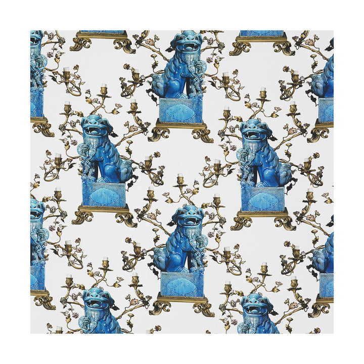 Chien Blanco/Azul by Gaston Y Daniela Fabric LORENZO CASTILLO III COTTON - 100% Italy HEAVY Horizontal: 54.25 and Vertical: 30 55 - Fabric Carolina -