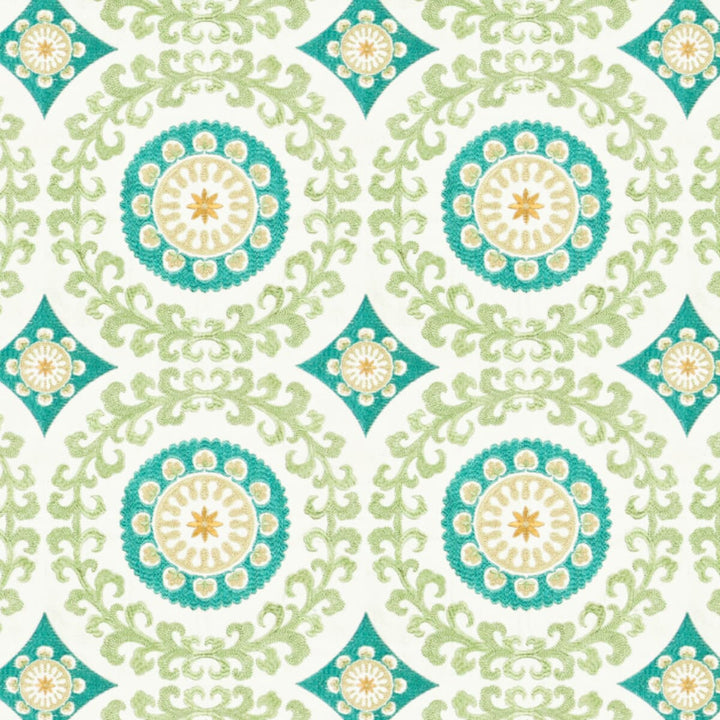 Legal 4 Bay by Stout Fabric Rainbow Library Spa/Teal 100% Cotton Embroidery INDIA Horizontal: 12.75 and Vertical: 12.625 51 in - Fabric Carolina -